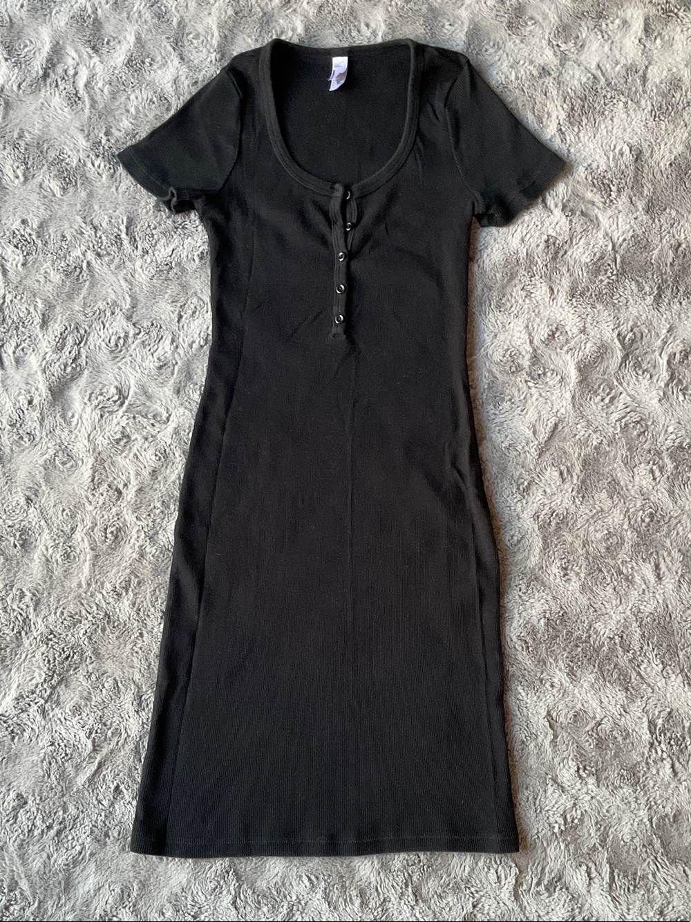 Black button up over the knee dress